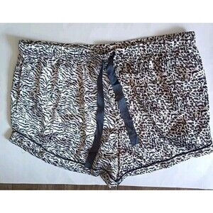 BB Dakota Women's Satin Sleep Shorts Size XXL 2X Pajamas Mixed Animal Print